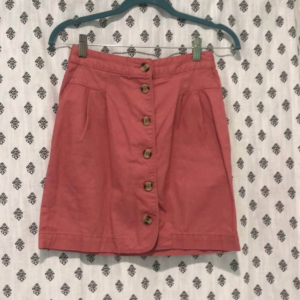 salmon button up skirt